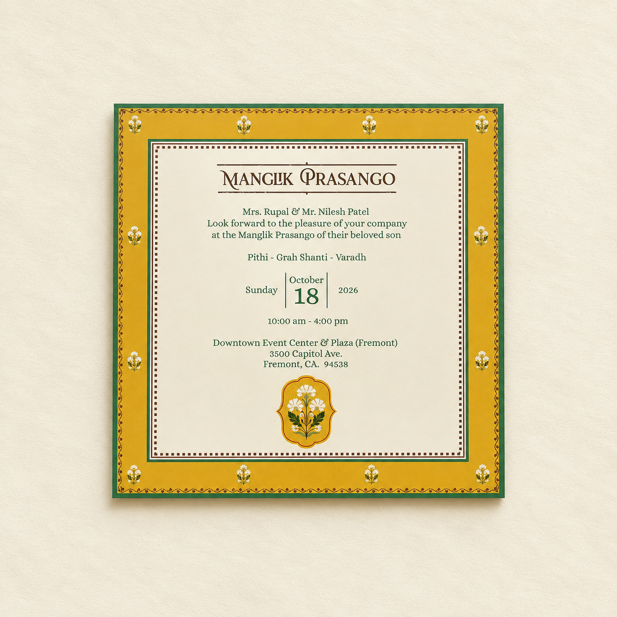 Floral Square Wedding Invitation Folder |SS-2013
