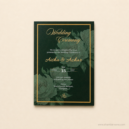 Luxury Olive Green Floral Gate Fold Invitation | SS-2001