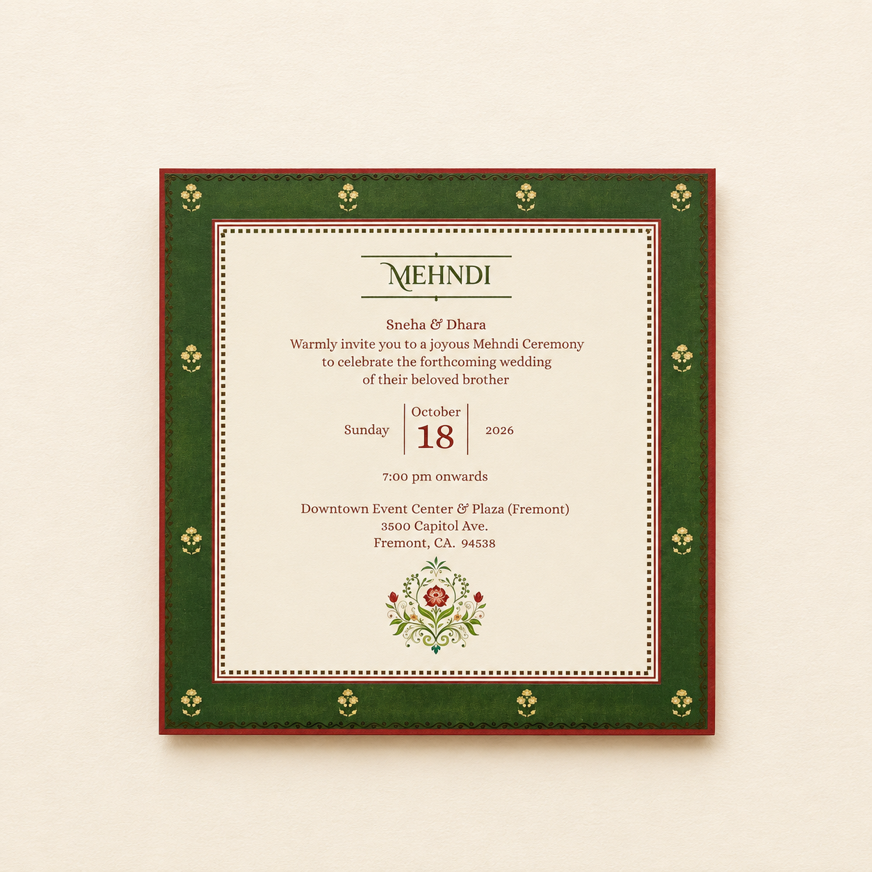 Floral Square Wedding Invitation Folder |SS-2013