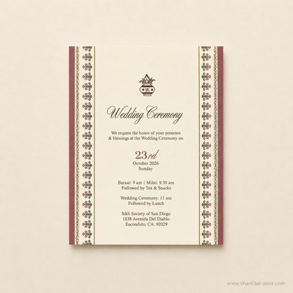 Luxury Traditional Wedding Invitation| SS -2015