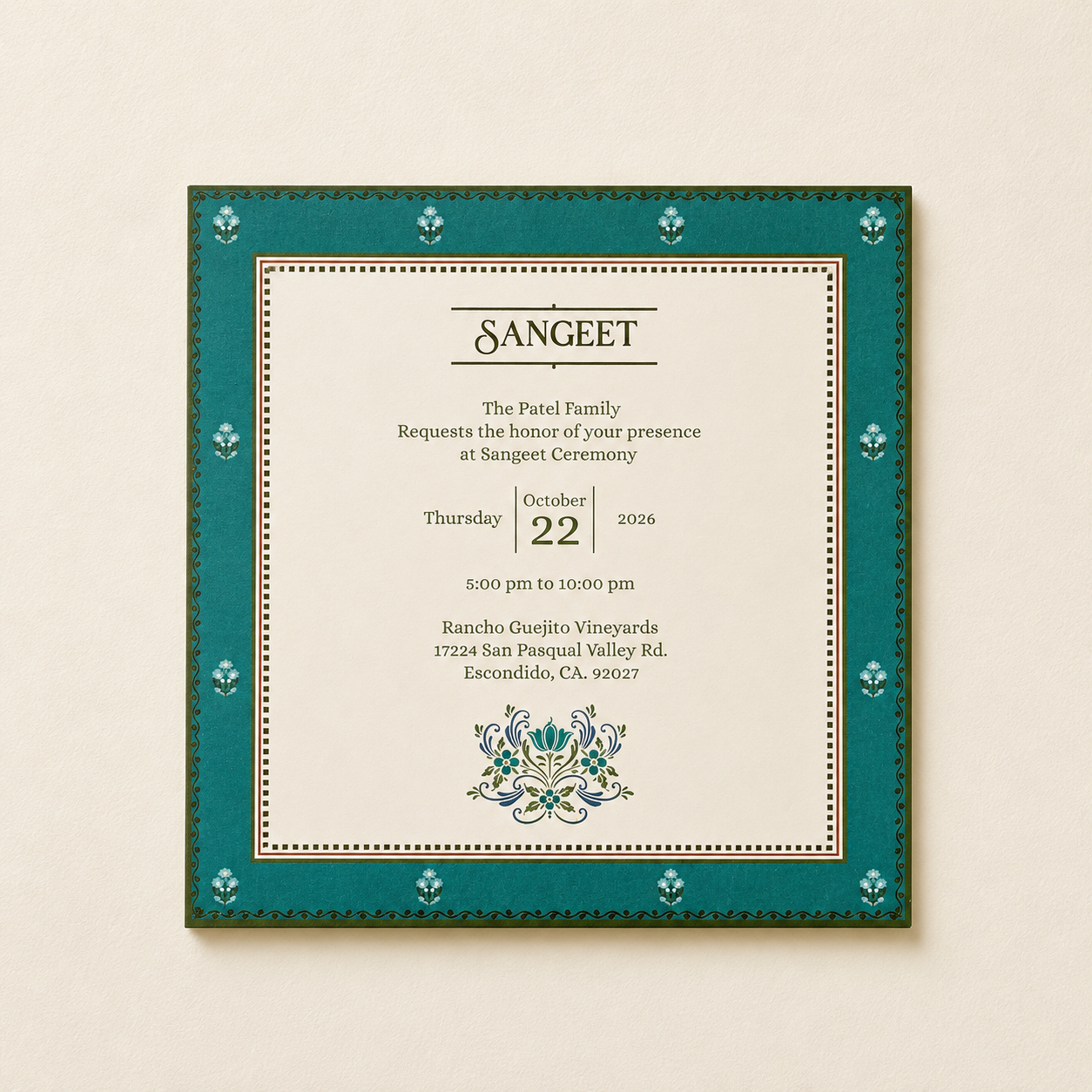 Floral Square Wedding Invitation Folder |SS-2013