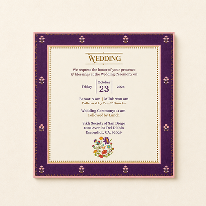 Floral Square Wedding Invitation Folder |SS-2013