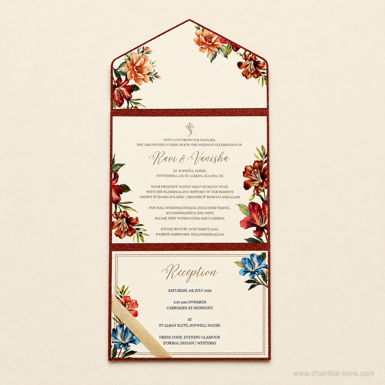 Luxury Lotus Gate Fold Wedding Invitation| SS- 2004