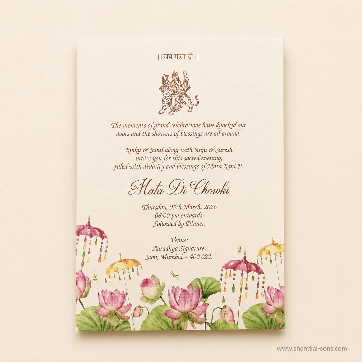 Watercolour Lotus Wedding Invitation |SS- 80174