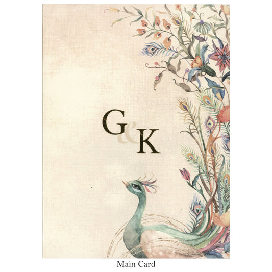 Peacock Theme Based Wedding Card | SS - 9041