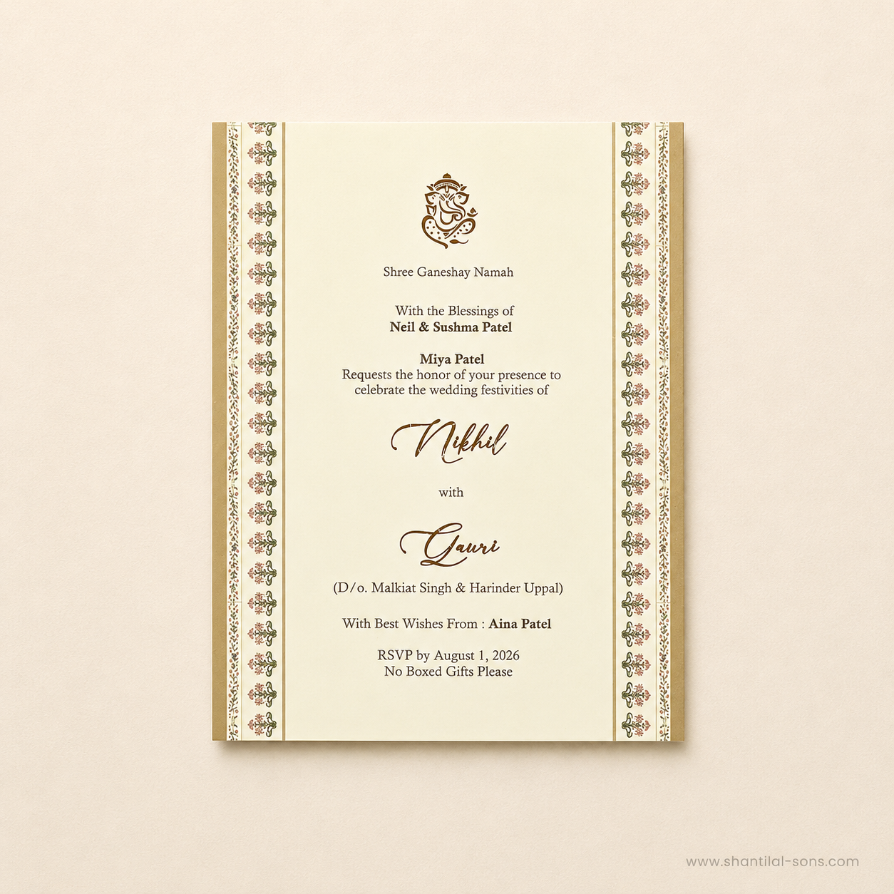 Luxury Traditional Wedding Invitation| SS -2015