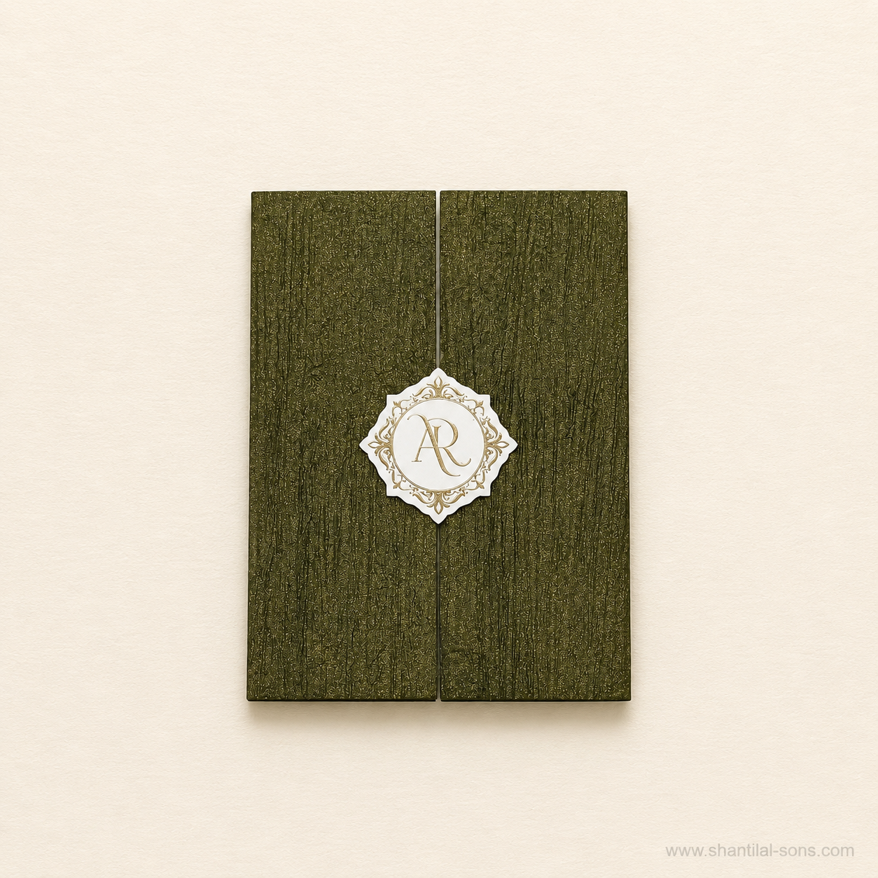 Luxury Olive Green Floral Gate Fold Invitation | SS-2001