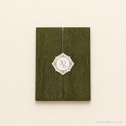 Luxury Olive Green Floral Gate Fold Invitation | SS-2001
