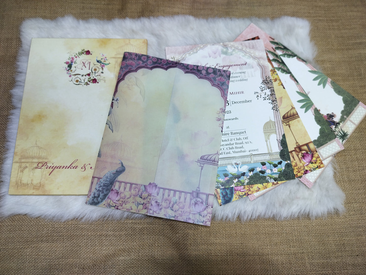 Pastel Theme Pichwai Wedding Card | SS - 8005