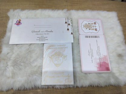 Passport Theme Classy Wedding Card with Carricature | SS - 9004