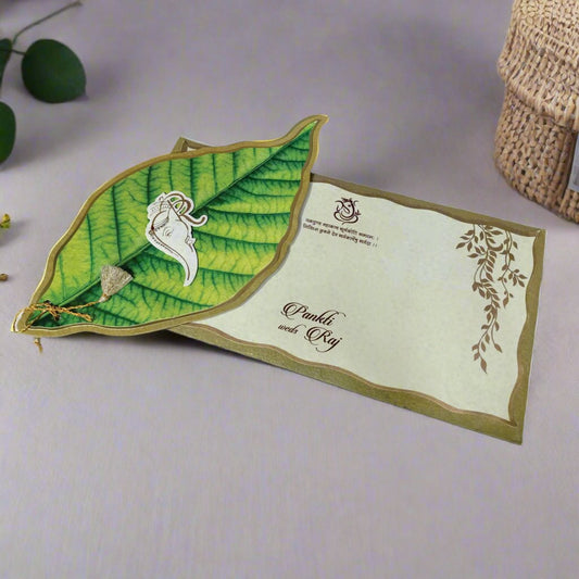 Leaf Shape Unique Wedding Card | S&S 9059