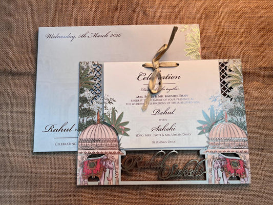Pichwai Lasercut Wedding Card | SS - 573