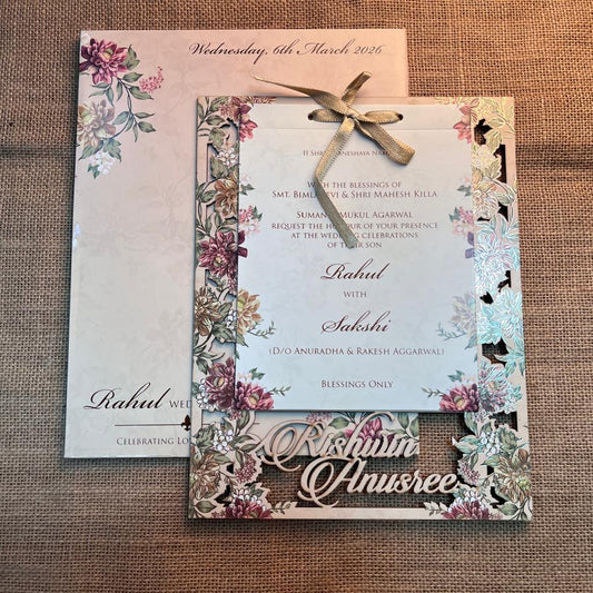 Floral Lasercut Wedding Card | SS - 579