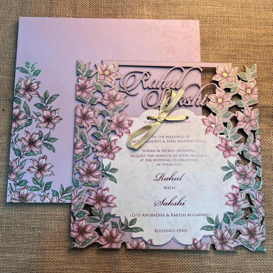 Floral Lasercut Wedding Card | SS - 568