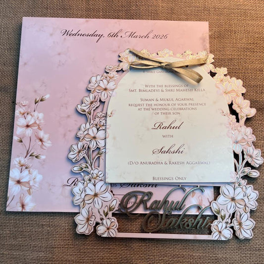 Floral Lasercut Wedding Card | SS - 577