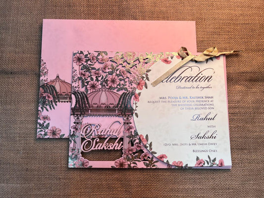 Floral Lasercut Wedding Card | SS - 572