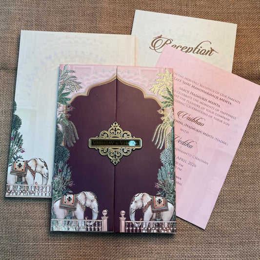 Pichwai Traditional Wedding Card | SS - 602