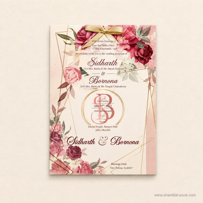 Customized Floral Wedding Card with Beautiful Initial Logo Tag | SS - 80150