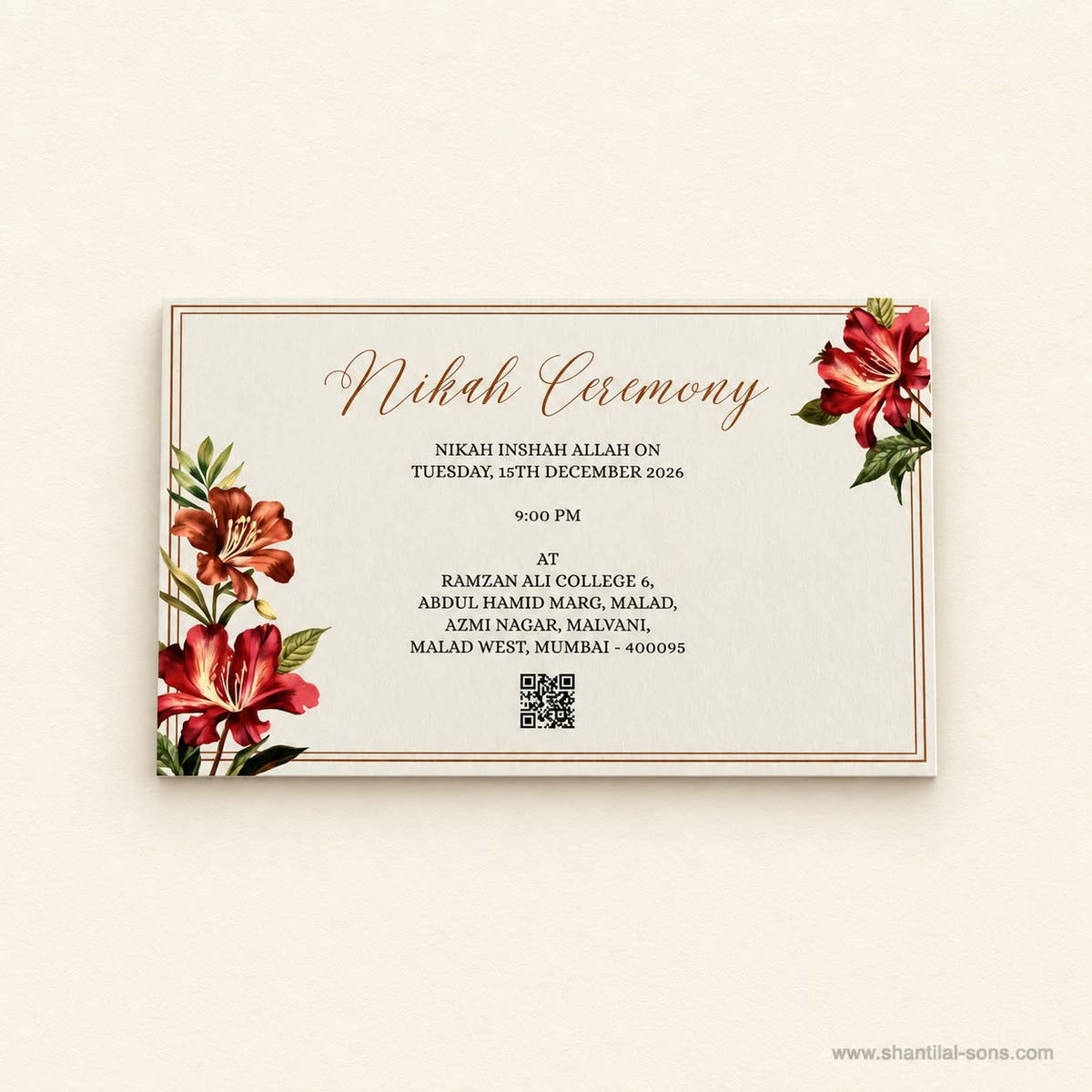 Designer Floral Handmade Paper Wedding Invitation | SS - 2004 -A