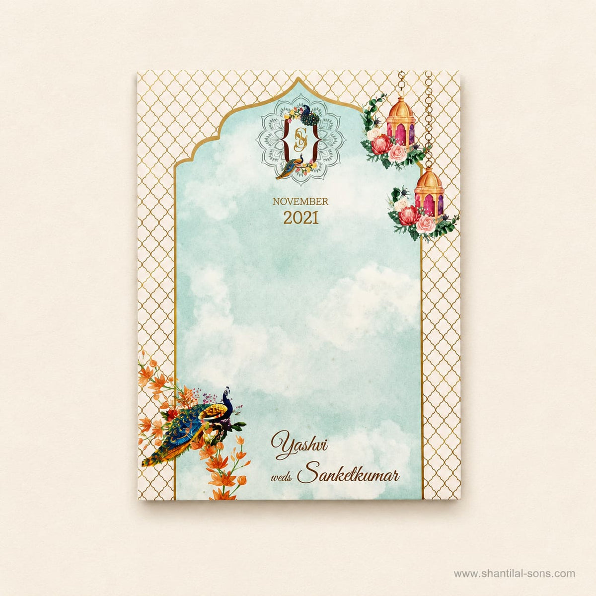 Serene Peacock & Floral Theme Card | SS - 8008