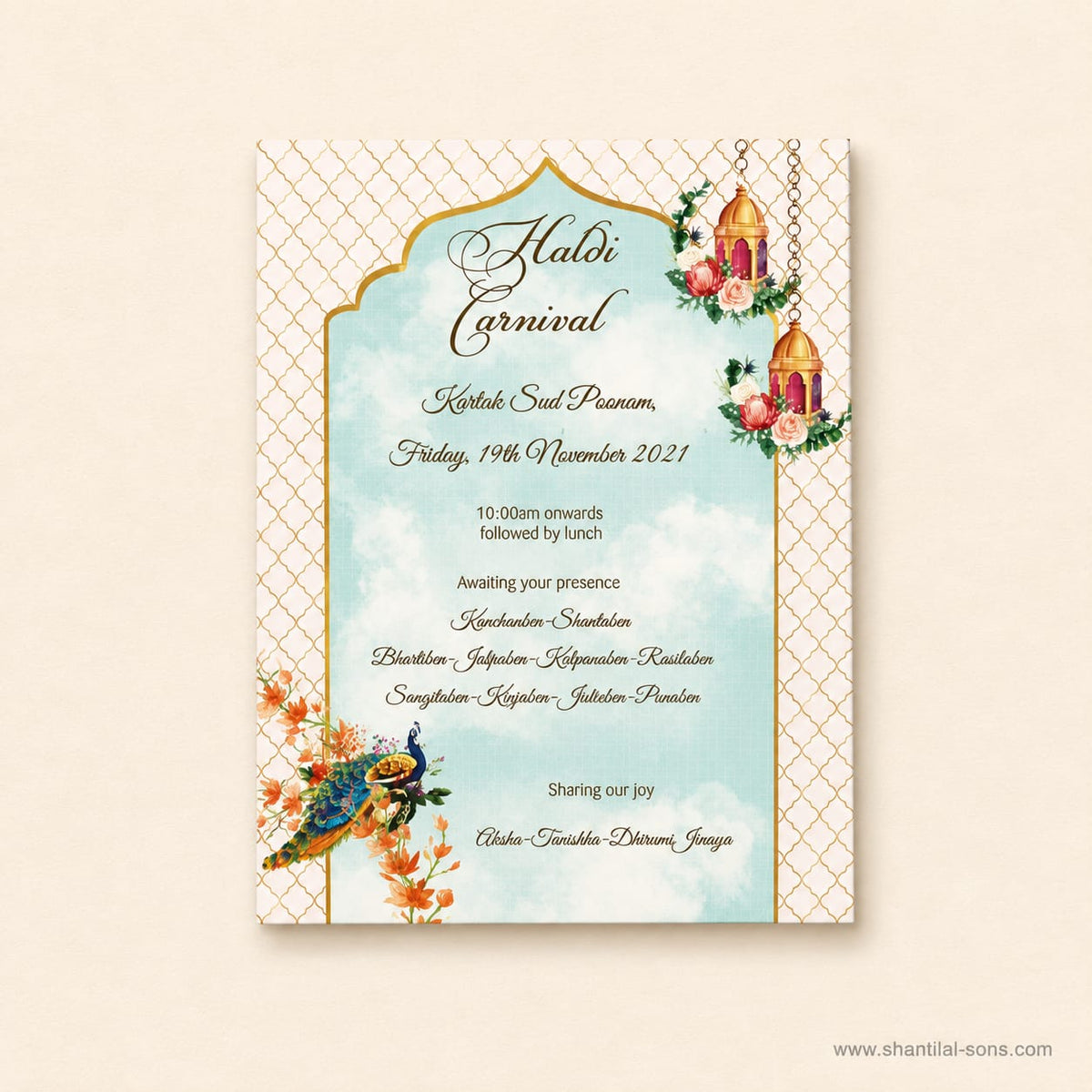 Serene Peacock & Floral Theme Card | SS - 8008