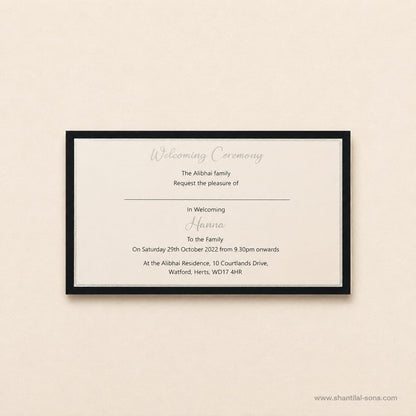 Elegant Raw Silk Card with Metal Name Embellishment | SS - 8034