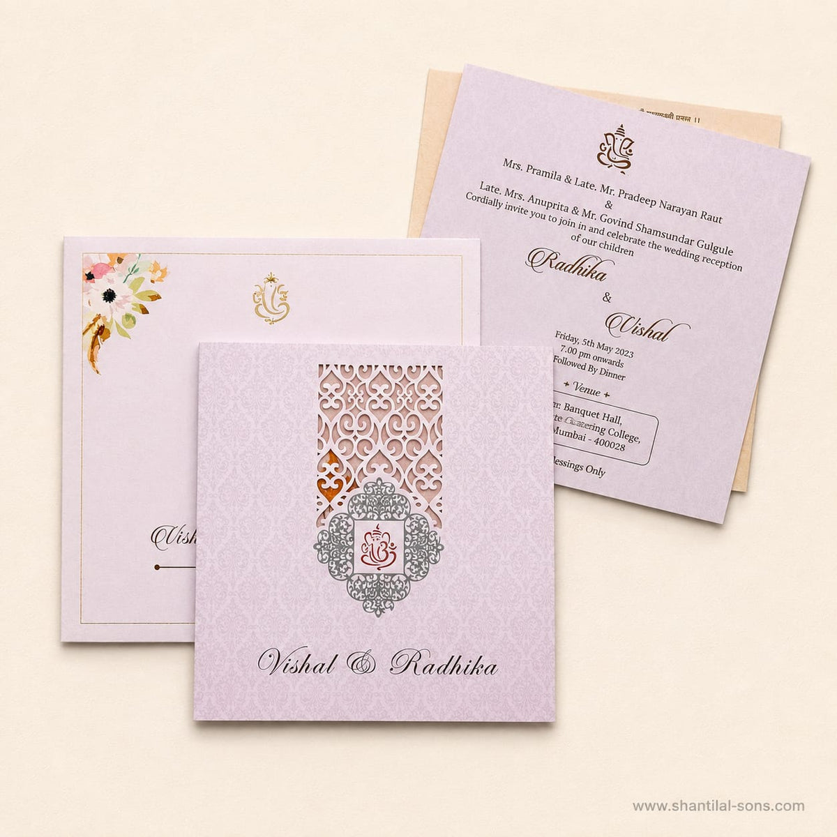 Lasercut Wedding Cards in Pastel theme |  SS - 9008