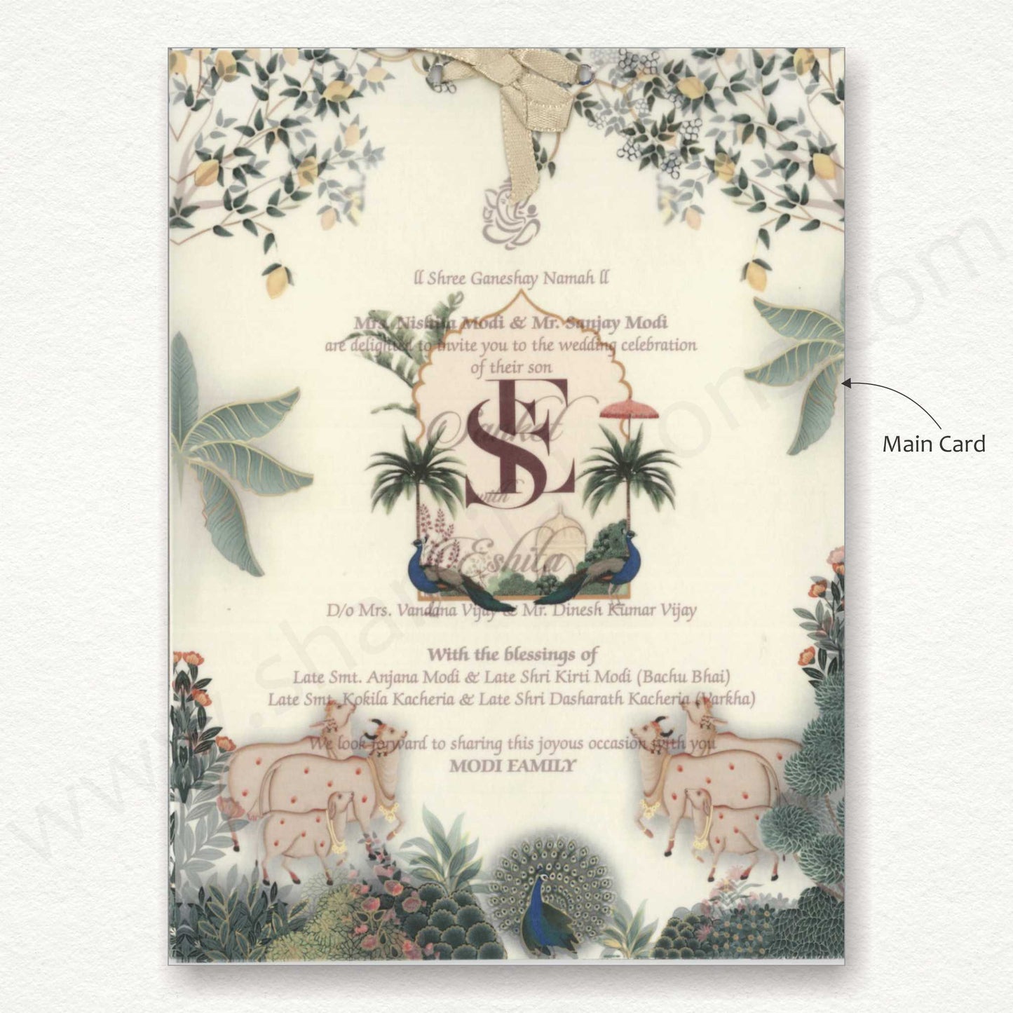 Pichwai Theme Wedding Card | SS - 8140
