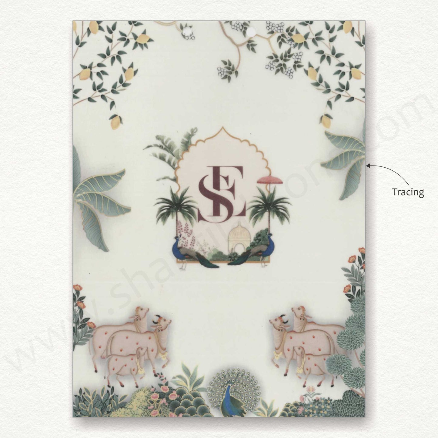 Pichwai Theme Wedding Card | SS - 8140