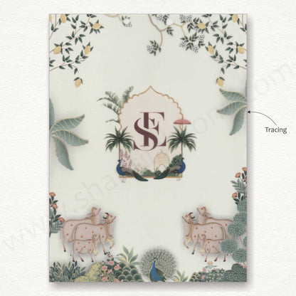 Pichwai Theme Wedding Card | SS - 8140